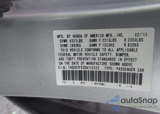 1HGCR2F83DA132523: 43427781