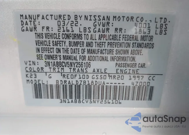 3N1AB8CV5NY256106: 43427794