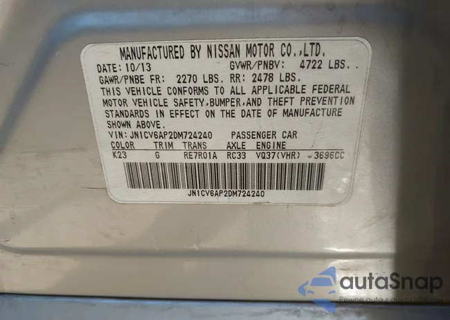 JN1CV6AP2DM724240: 43427854