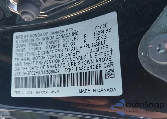 2HGFC2F87LH536634: 43427899