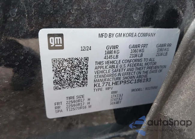 KL77LHEP9SC186193: 43427964