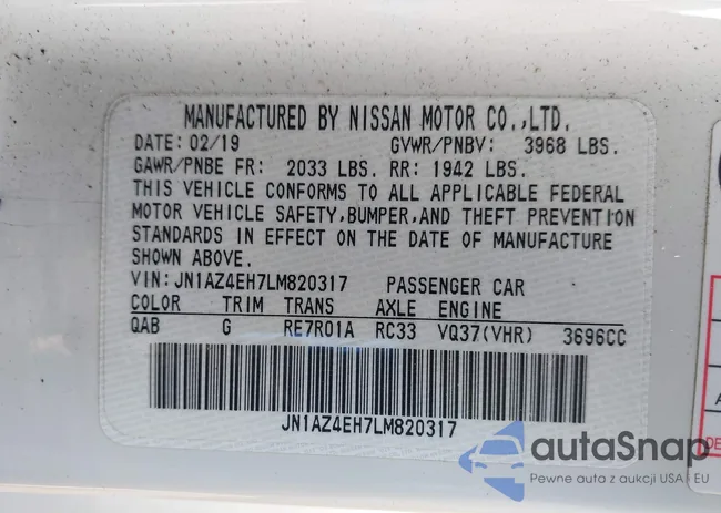 JN1AZ4EH7LM820317: 43428000