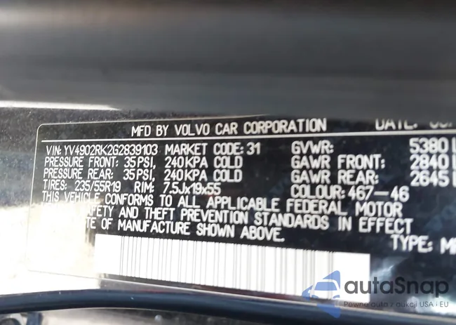 YV4902RK2G2839103: 43428009