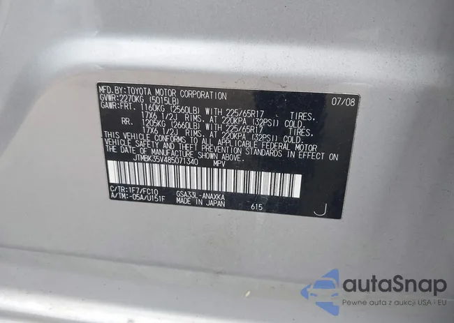 JTMBK35V485071340: 43427243