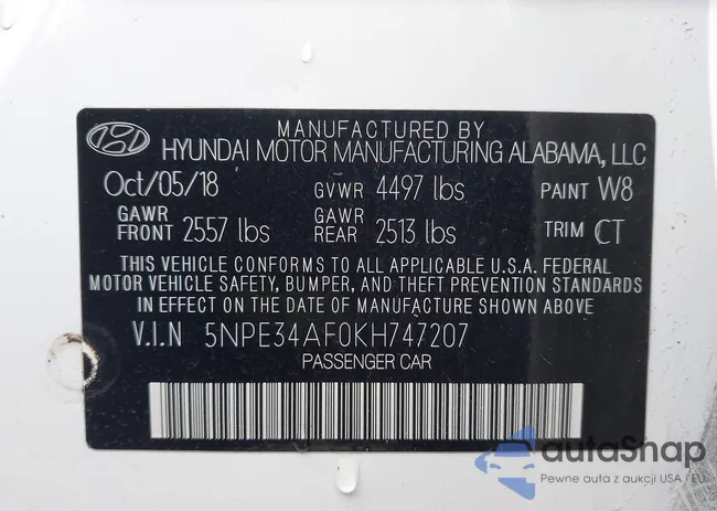 5NPE34AF0KH747207: 43428603