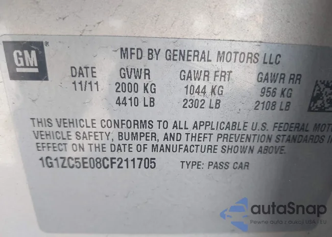 1G1ZC5E08CF211705: 43428631