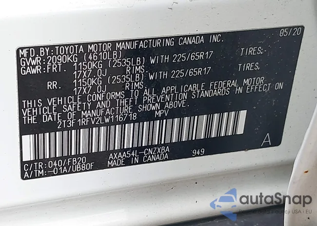 2T3F1RFV2LW116718: 43428661