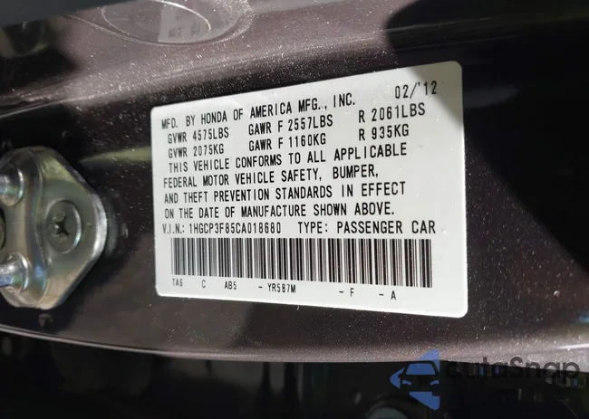 1HGCP3F85CA018680: 43428734