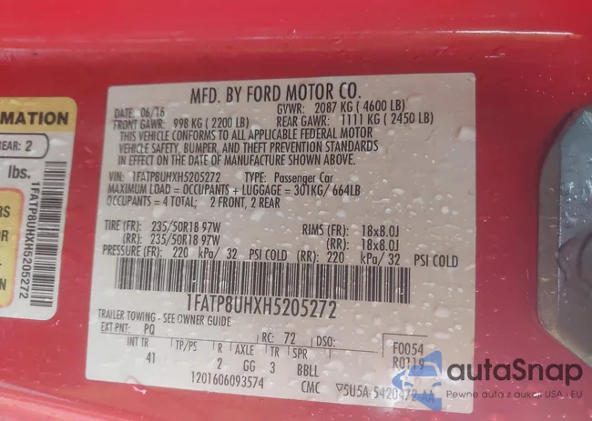 1FATP8UHXH5205272: 43428832