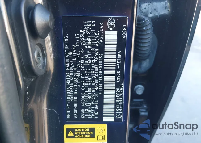 4T4BF1FK0GR540152: 43428317