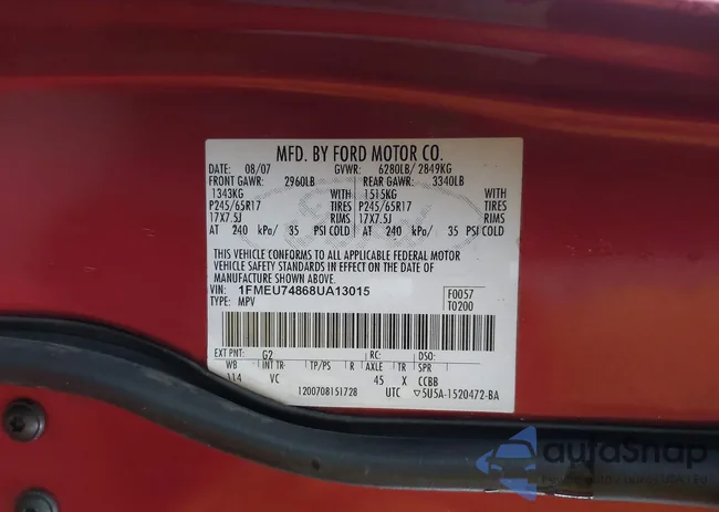 1FMEU74868UA13015: 43428397