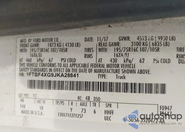 1FTBF4XG9JKA28841: 43428483