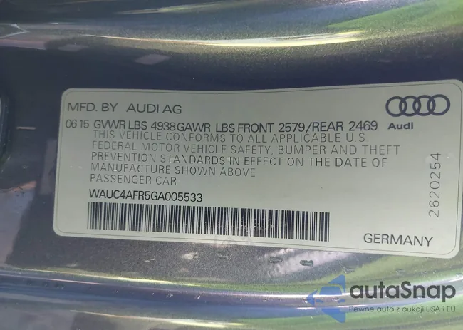 WAUC4AFR5GA005533: 43428521