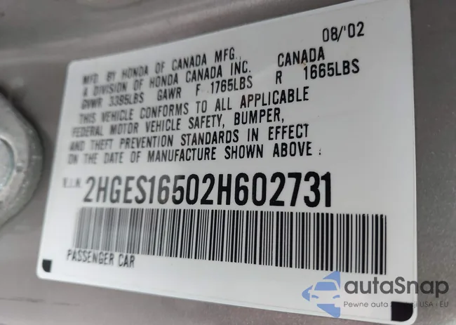 2HGES16502H602731: 43428542
