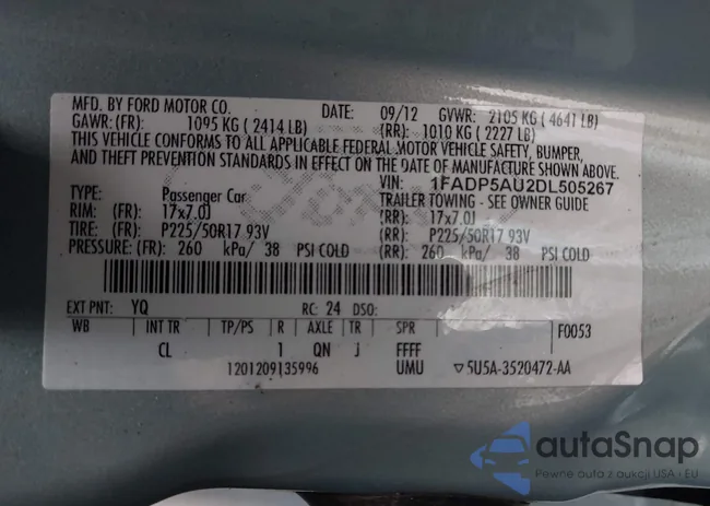 1FADP5AU2DL505267: 43429697