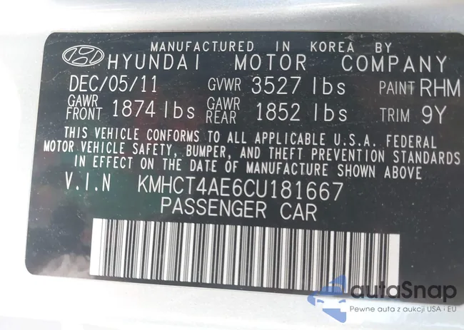 KMHCT4AE6CU181667: 43429711