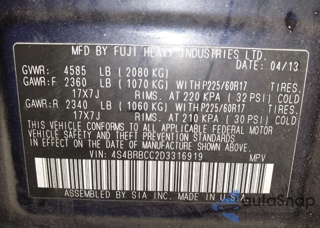 4S4BRBCC2D3316919: 43429725