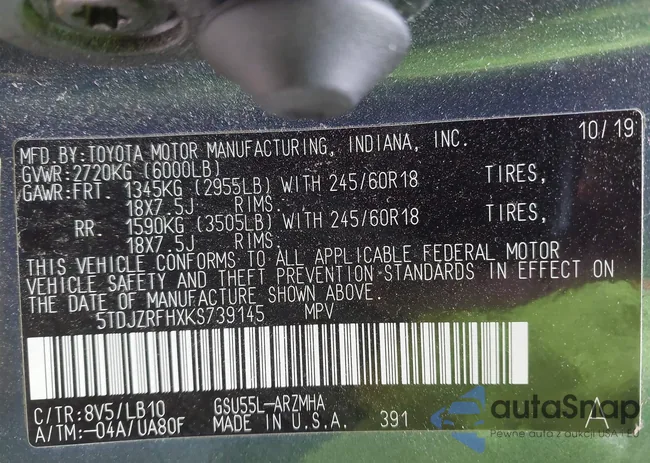 5TDJZRFHXKS739145: 43429778