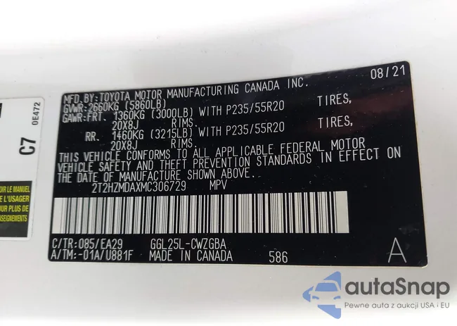 2T2HZMDAXMC306729: 43429798