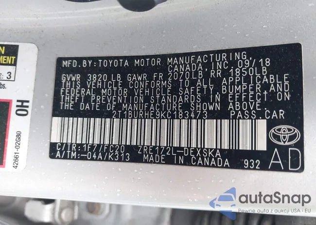 2T1BURHE9KC183473: 43429836