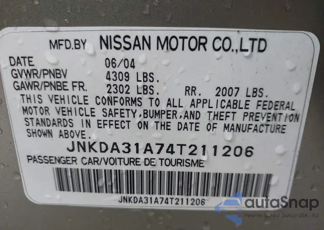 JNKDA31A74T211206: 43429866