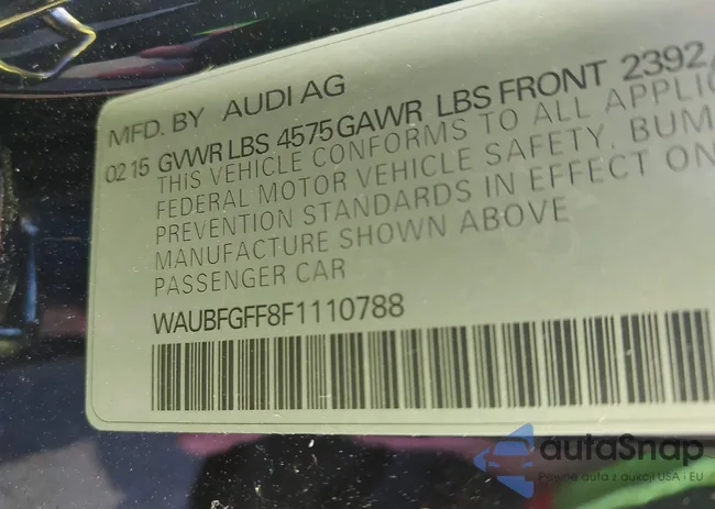 WAUBFGFF8F1110788: 43429897