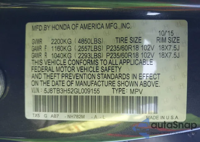 5J8TB3H52GL009155: 43429940