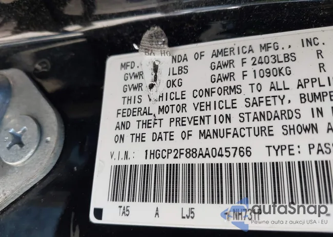 1HGCP2F88AA045766: 43429980