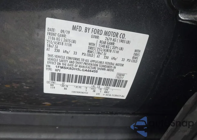 1FMSK8DH5LGA66455: 43429180