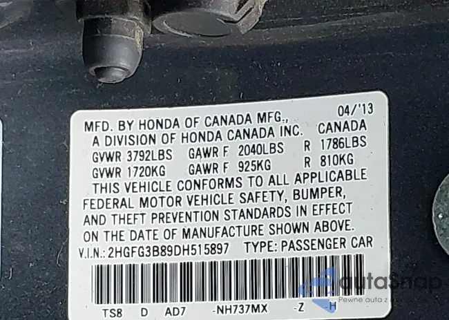 2HGFG3B89DH515897: 43429311