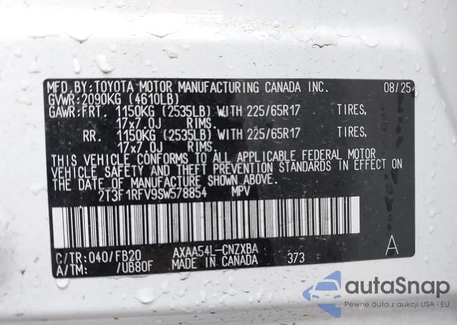 2T3F1RFV9SW578854: 43429403