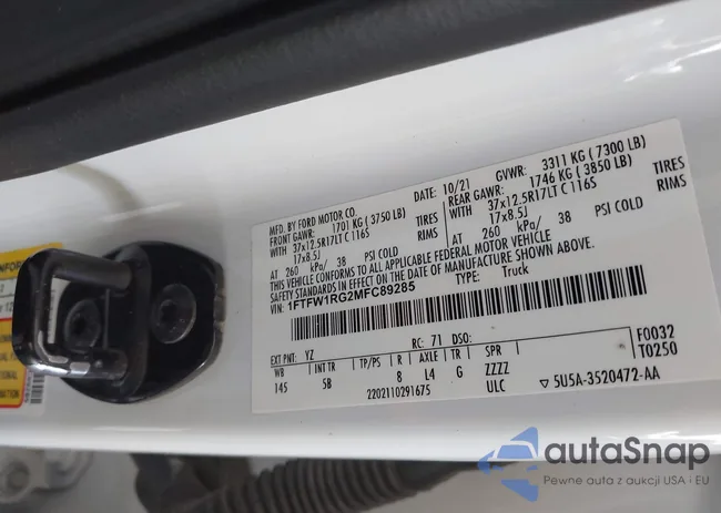 1FTFW1RG2MFC89285: 43429486