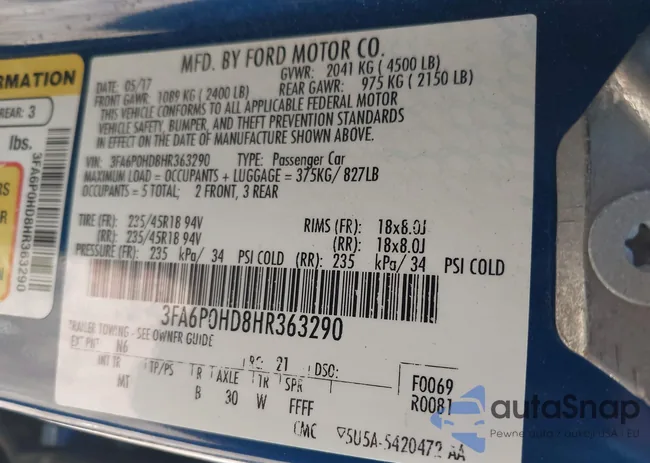 3FA6P0HD8HR363290: 43430572