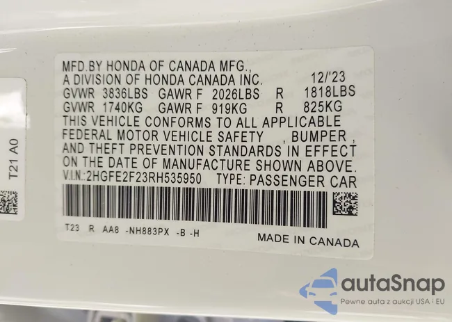 2HGFE2F23RH535950: 43430630