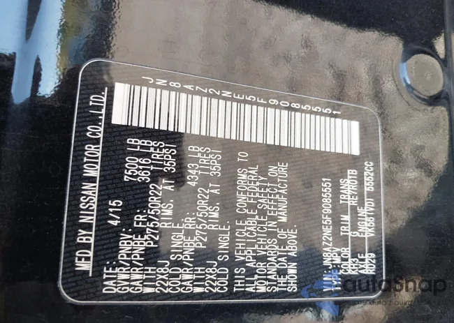 JN8AZ2NE5F9085551: 43430662