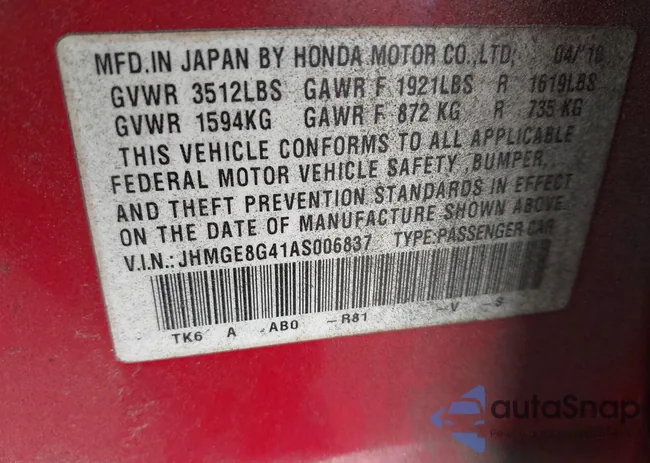 JHMGE8G41AS006837: 43430761