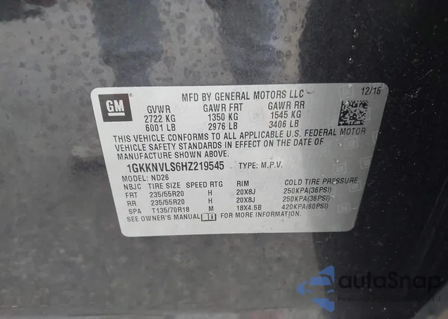 1GKKNVLS6HZ219545: 43430869