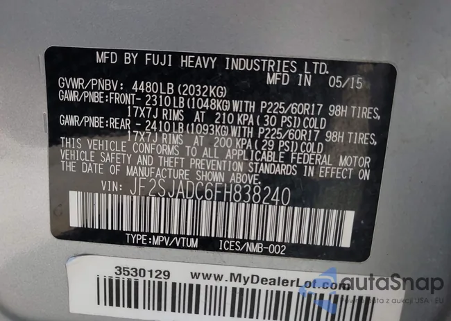 JF2SJADC6FH838240: 43431024