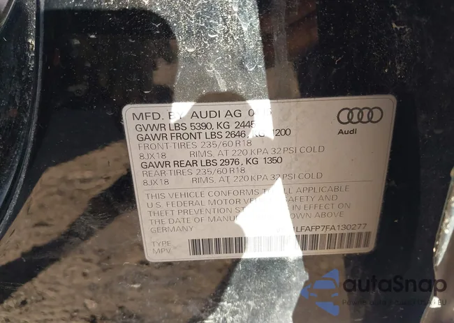 WA1LFAFP7FA130277: 43431030