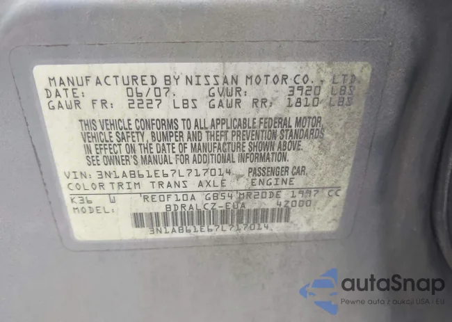 3N1AB61E67L717014: 43431048