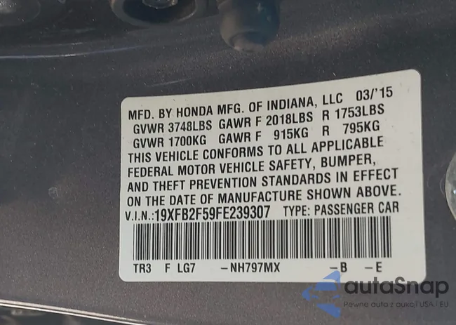 19XFB2F59FE239307: 43430199