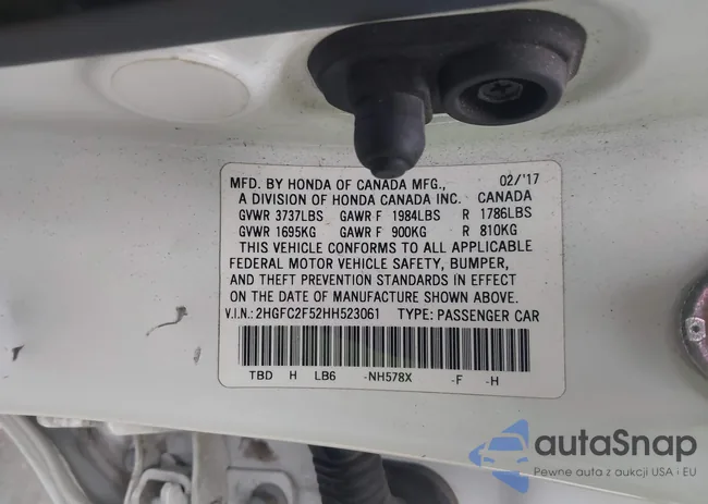 2HGFC2F52HH523061: 43430259