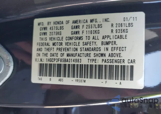 1HGCP3F85BA014983: 43430281