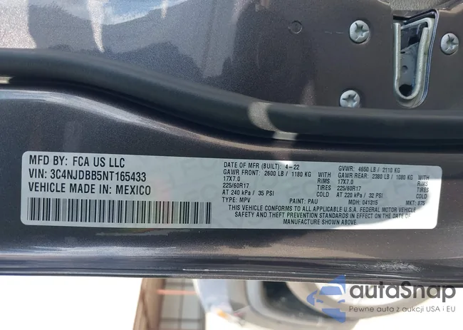 3C4NJDBB5NT165433: 43430293