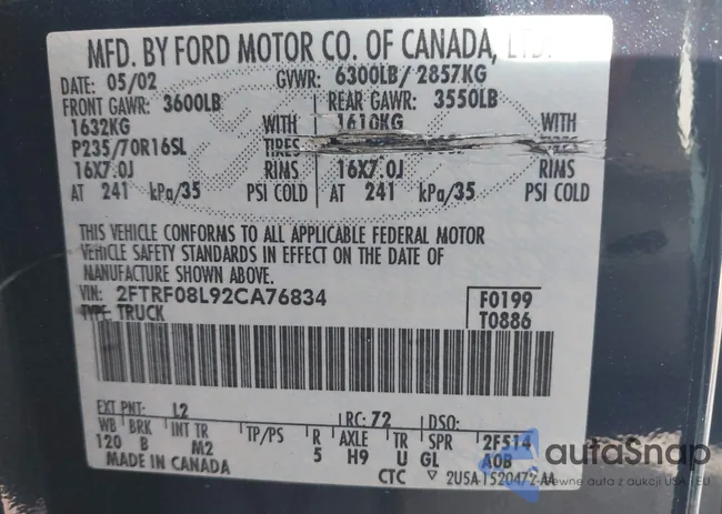 2FTRF08L92CA76834: 43430315