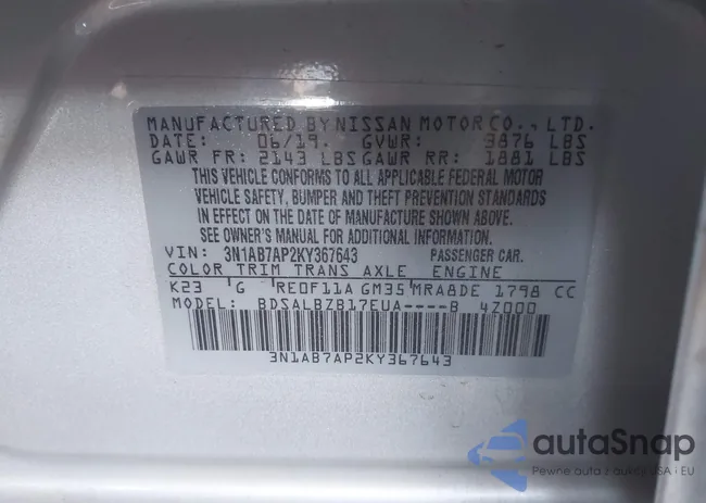 3N1AB7AP2KY367643: 43430322