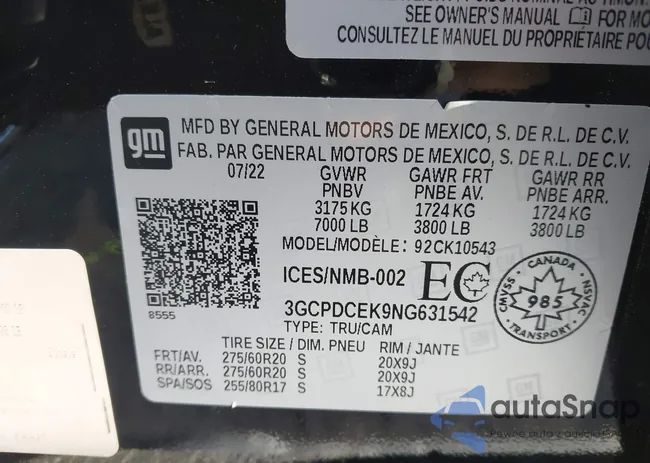 3GCPDCEK9NG631542: 43430388