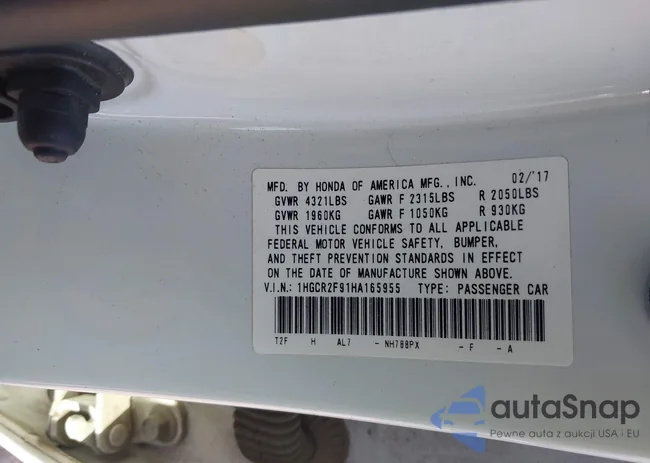 1HGCR2F91HA165955: 43430437