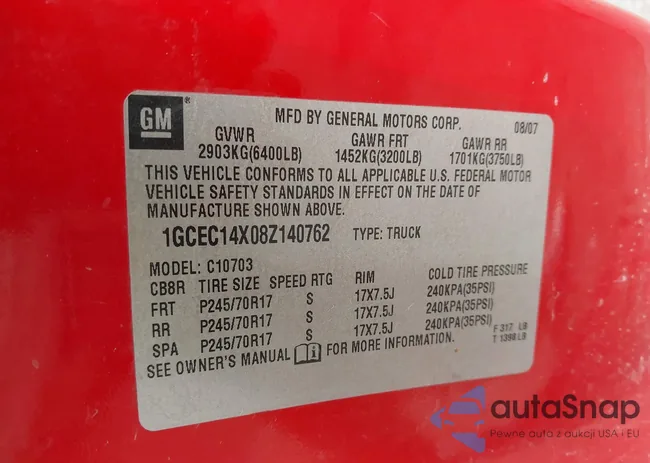 1GCEC14X08Z140762: 43430447