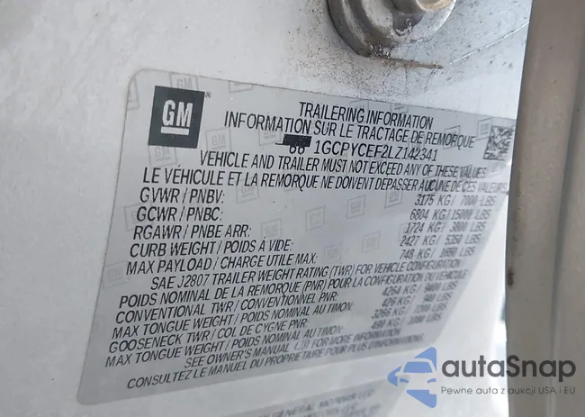 1GCPYCEF2LZ142341: 43430476